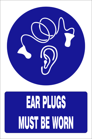Ear plugs must be worn safety sign (MV031)