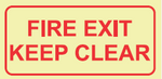 SABS Fire Exit, Keep Clear photoluminescent (glow in the dark) sign (F45)