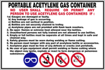 Portable Acetylene Gas Container safety sign (FM4)