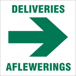 Deliveries with arrow Right safety sign (IN18 A)