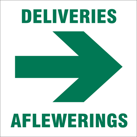 Deliveries with arrow Right safety sign (IN18 A)