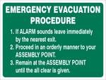 Emergency Evacuation procedure safety sign (IN42)