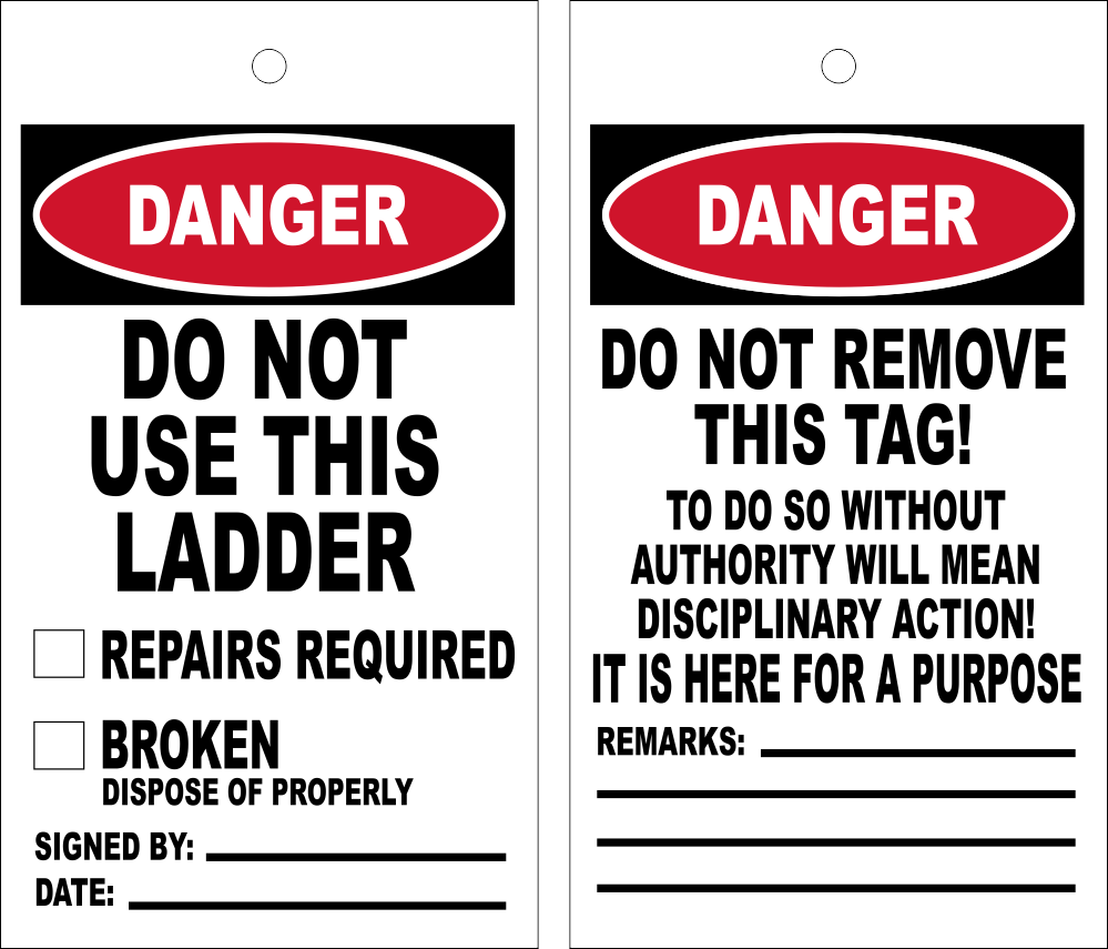 Ladder Safety Tags (MV51) | Safety Sign Online