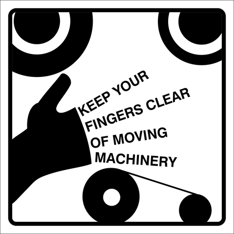 Keep your fingers clear of moving machinery safety sign (M081)