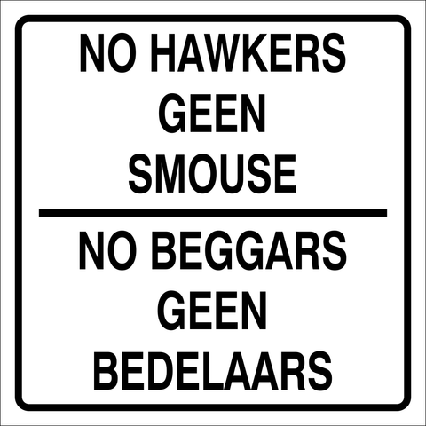 No Hawkers, Geen smouse safety sign (M088)