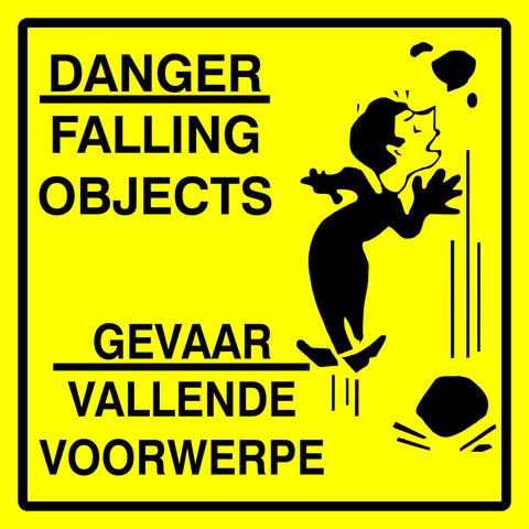 Danger - Falling Objects - 2 Languages safety sign (M090)