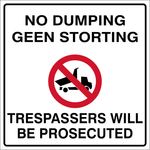No Dumping - 2 Languages - Trespassers will be prosecuted safety sign (M182)
