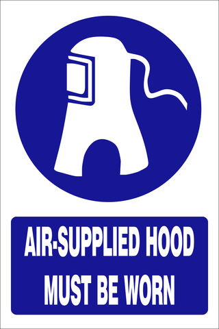 Air-supplied hood must be worn safety sign (MV011A)