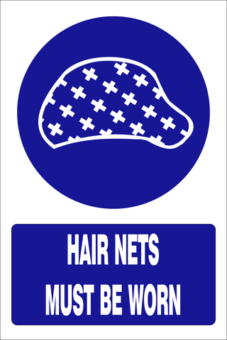 Hair nets must be worn safety sign (MV026 A)