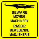 Beware Moving Machinery safety sign (MV41)