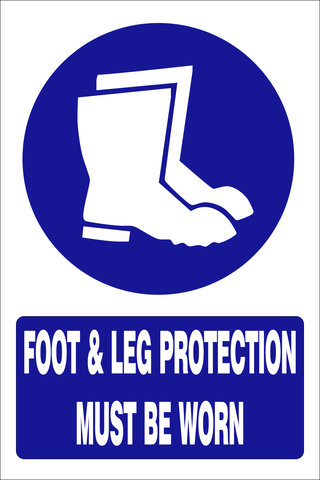 Foot and leg protection must be worn safety sign (MV006A)