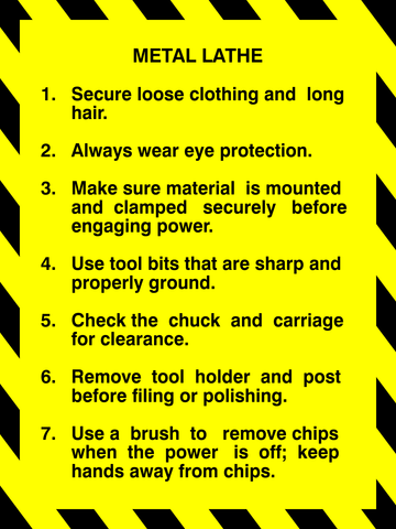 Metal Lathe Safety sign (DAN114)