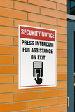 Security Notice : Press intercom for assistance on exit safety sign (NE25)