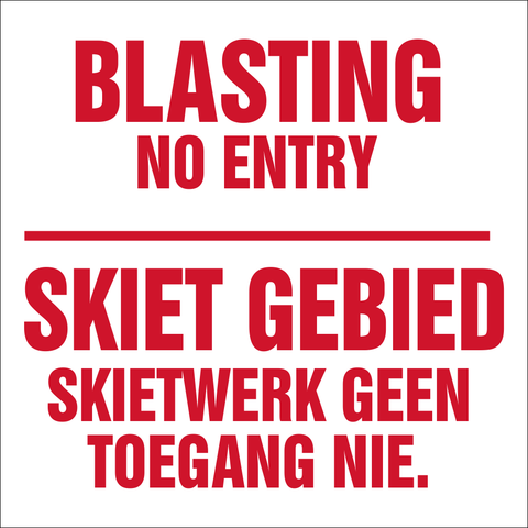 Blasting No entry safety sign (NE44)