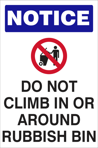 Notice : Do not climb in safety sign (NOT034)