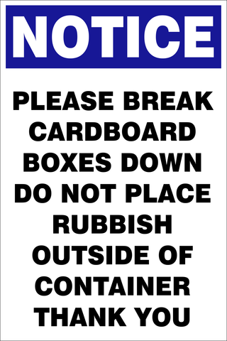 Notice : Recycle cardboard boxes down safety sign (NOT026)
