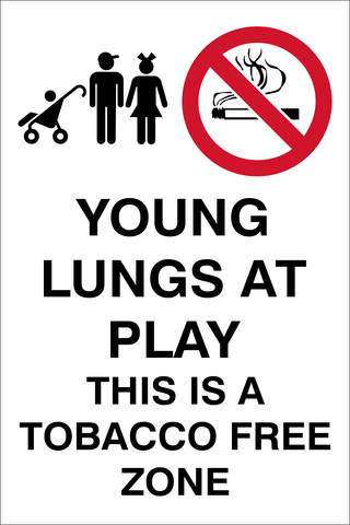 Young lungs at play This is a tobacco free zone safety sign  (NS14)