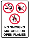 No Smoking, Matches or open flames safety sign (NSM002)