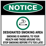Notice : Designated smoking area safety sign (NTE1)