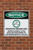 Notice : Designated smoking area safety sign (NTE1)