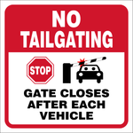 No Tailgating safety sign (P076)