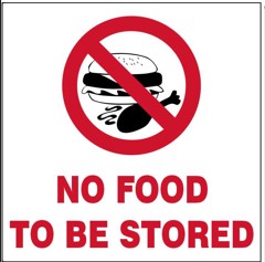 No Food to be stored safety sign (P52)