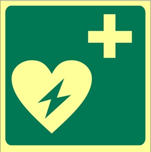 Defibrillator Photo Luminescent Safety sign (PLV13)