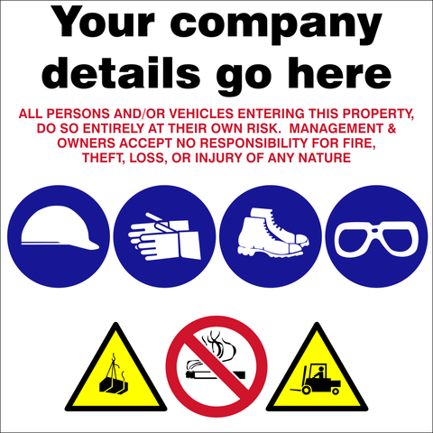 Disclaimer with PPE and Company Name safety sign (PPE001)