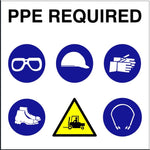 PPE required including Warning of Forklift safety sign (PPE005)