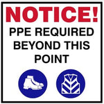 Notice : PPE required beyond this point safety sign (PPE009)
