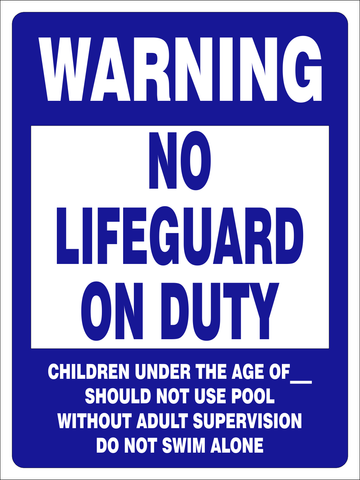 Warning : No lifeguard on duty safety sign  (PR011)