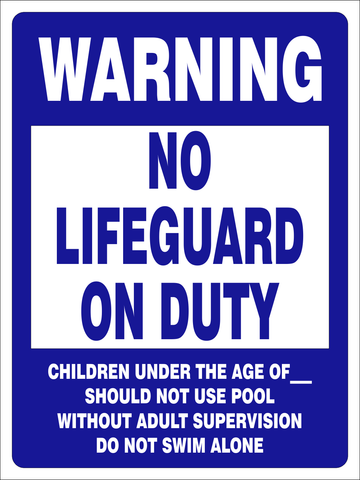 Warning no lifeguard on duty safety sign  (PR011)