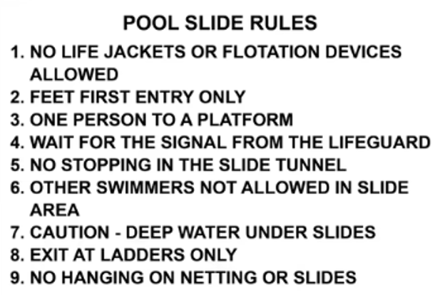 Pool slide rules safety sign (PR012) | Safety Sign Online