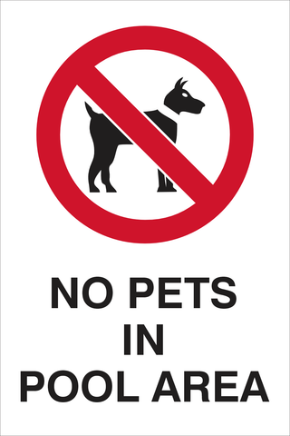 No pets in pool area safety sign  (PR02)