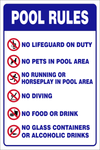 Pool Rules - No lifeguard safety sign (PR031)