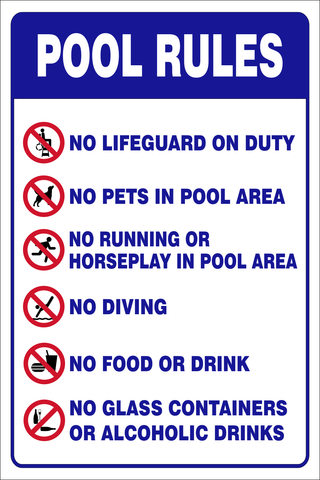 Pool Rules : No lifeguard safety sign (PR031)
