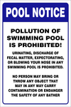 Notice : Pollution of swimming pool prohibited safety sign (PR032)