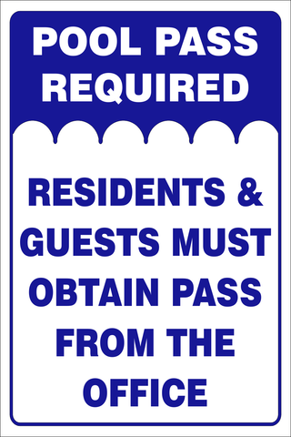 Pool Pass required - safety sign (PR033)