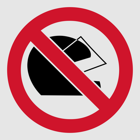 No wearing of Helmets beyond this point reflective safety sign (PV18REF)