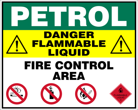 Petrol : Danger Flammable liquid safety sign (FA17)