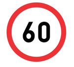 60km Speed Limit road sign (R201) 60