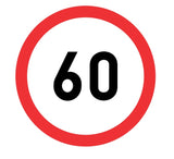 60km Speed Limit road sign (R201) 60