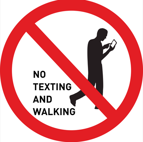 No Texting and walking road sign (R242)