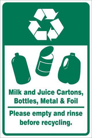 Recycle Milk and Juice Cartons, Bottles, Metal & Foil safety sign (REC010)