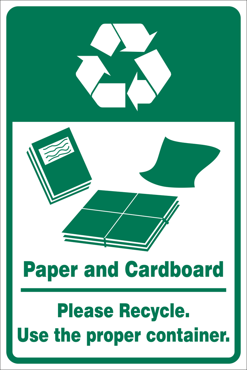 Recycle paper and Cardboard safety sign (REC013) | Safety Sign Online
