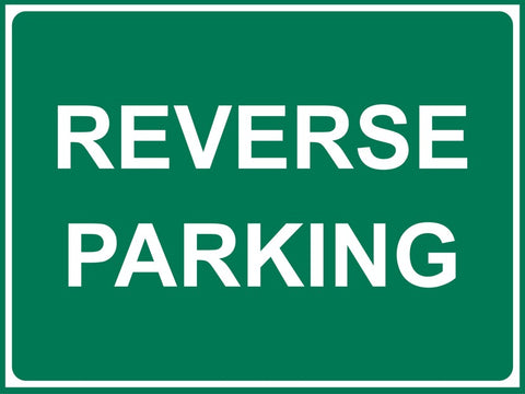 Reverse parking - Green safety sign (RV14)