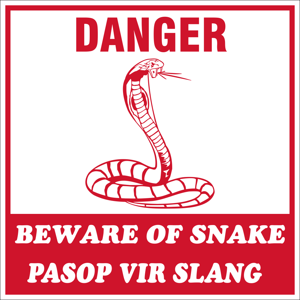Danger : Beware of snake - 2 Lang safety sign (S3) | Safety Sign Online