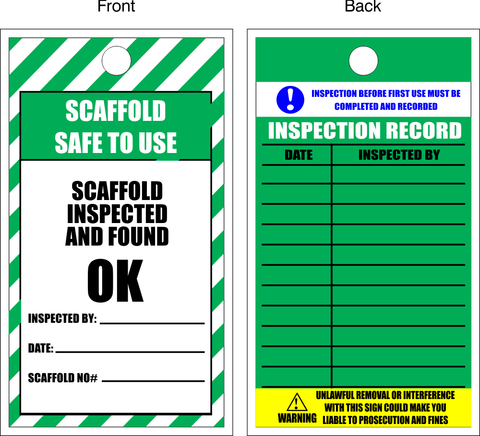 Scaffold Safe to use with Inspection Record Tags (MV48)