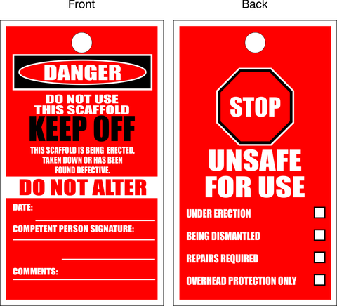 Scaffold unsafe to use - Keep off Tags (MV49)