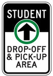 Notice  Student Drop-Off & Pick-Up Area safety sign (NOT092)